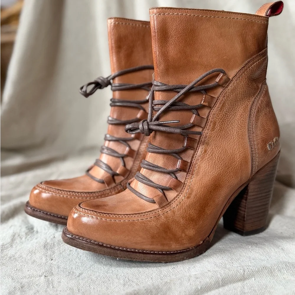 Bed Stu Tan Leather Lace-Up Boots - Picture 2 of 6